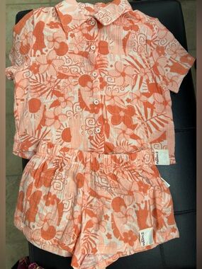 Moana 2 Two-Piece Floral Set in Coral Orange